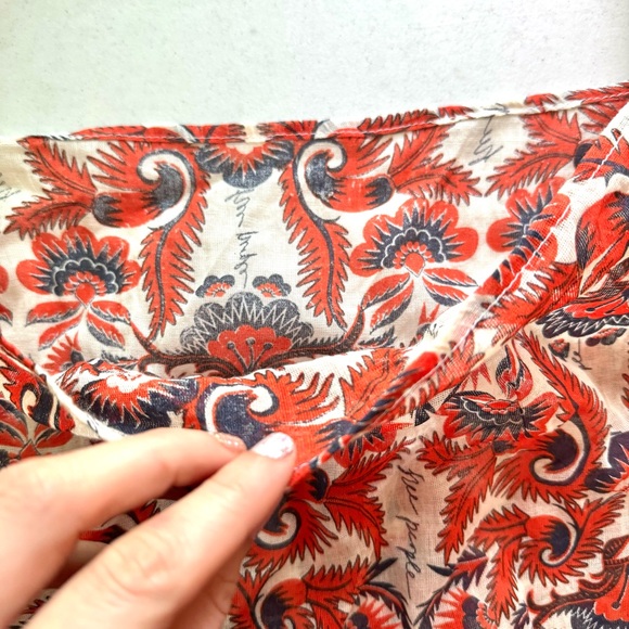 Free People Floral Printed Woven Tote Bag Bundle Orange & Cream 2 Pack - Picture 2 of 9